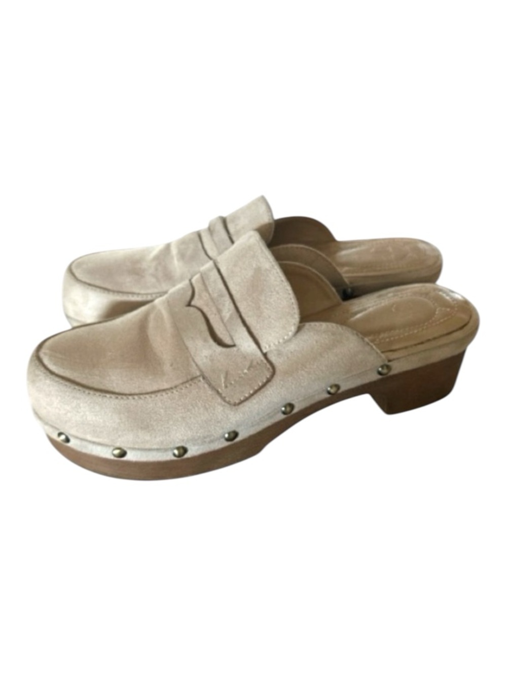 Penny Loafer Mules Heeled Wooden Platform